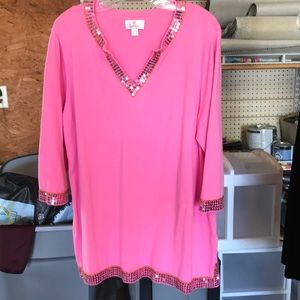 Pink sparkle trimmed blouse